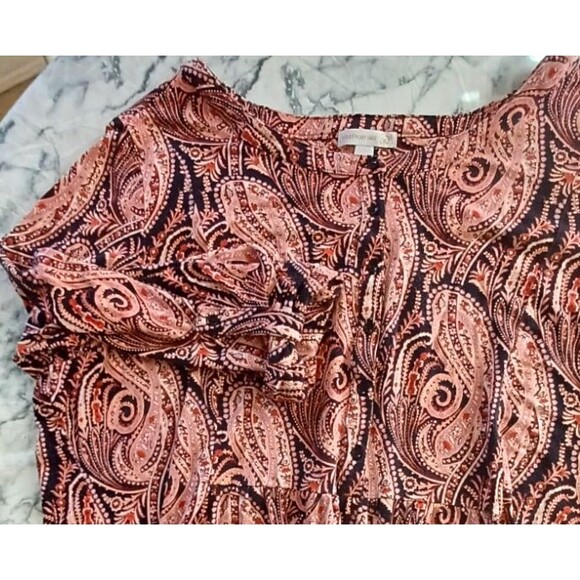 Westport 3X Shirt Top Women Paisley Roll Tab Sleeves Buttons - Picture 1 of 12